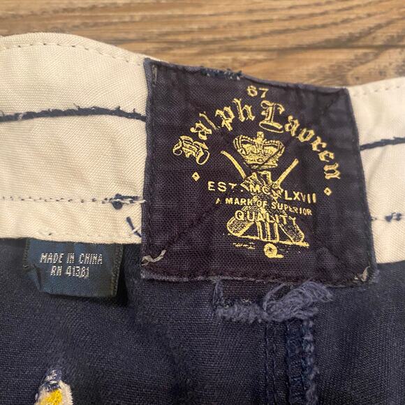 Ralph Lauren Men's size 38 Navy Blue Embroidered Cricket All Over Print Shorts - Picture 2 of 8